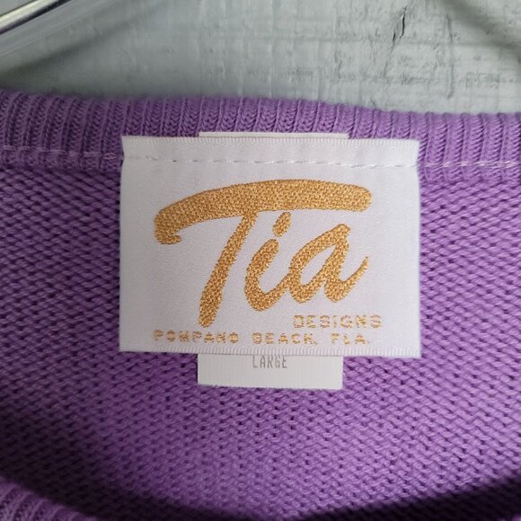 Tia Designs Vintage 90s Women's Red Hat Society Cardigan Sweater. Size L - Picture 3 of 4